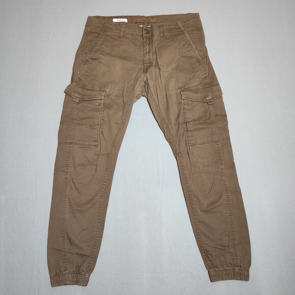 Jack & Jones Paul Cargo Pants men;s size 32 brown colour Tapered fit side pocket - Picture 1 of 16